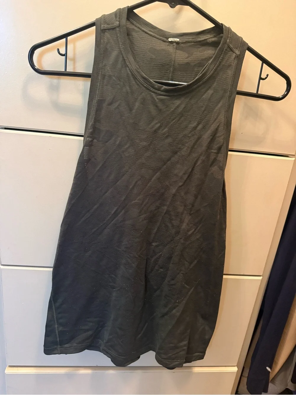 Lululemon Semi-Sheer Camouflage Sleeveless Tank Top — with Tie in Lower Back
